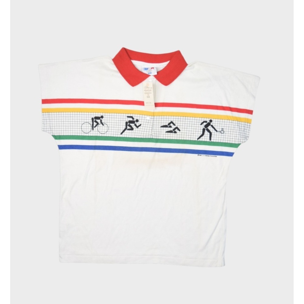 Vintage Levis Olympic Shirt Womens Large 1984 Los Angeles USA Striped NEW